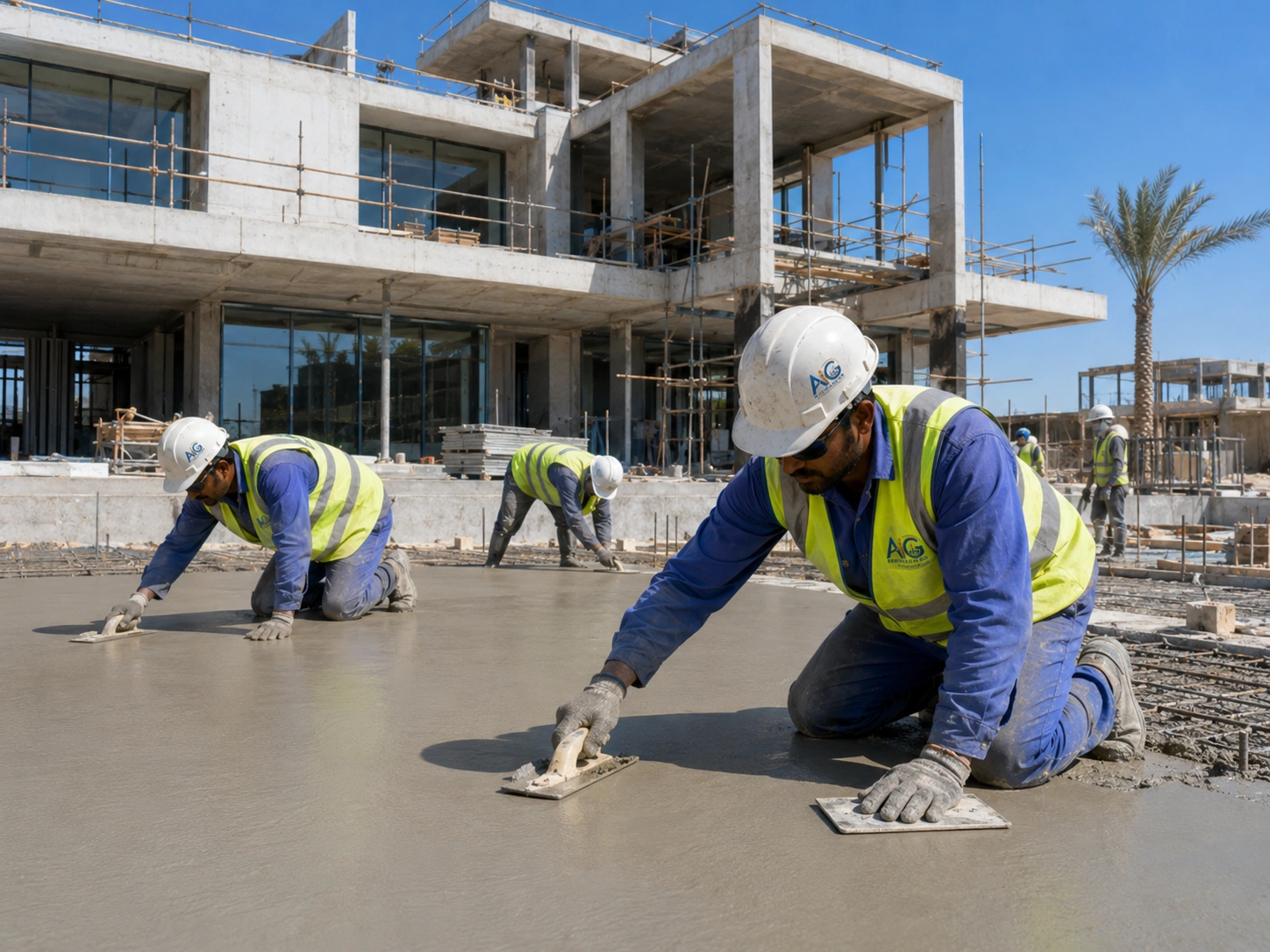 Leveling concrete floor slab